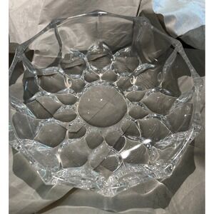Vintage 6" Italian Sunflower Crystal Cut Glass Dessert Salad Plate Bowl Set Of 6